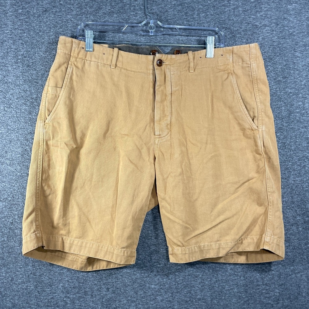 Wallace & Barnes Shorts Mens 35 Fits 36 Brown Cotton Linen Chino Flat Front